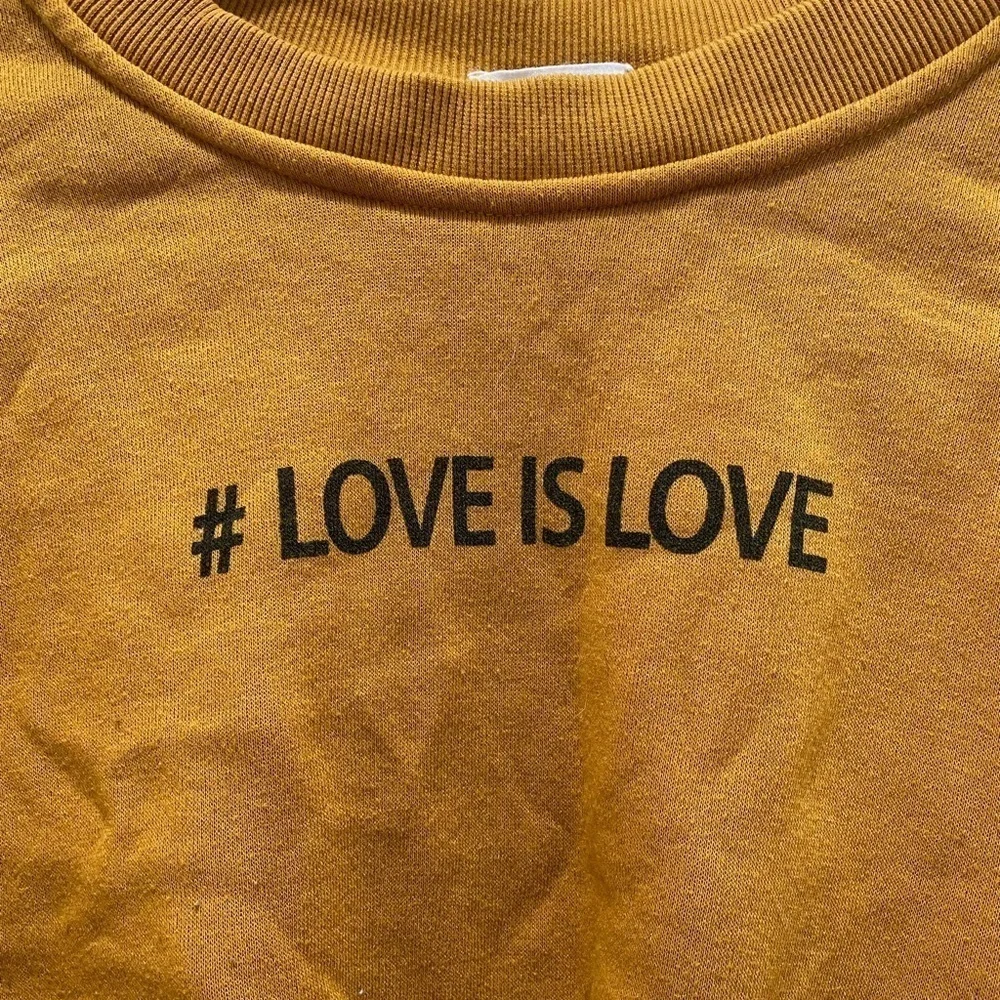 Love is Love Crop Sweatshirt, Mustard, Medium - Picture 2 of 8